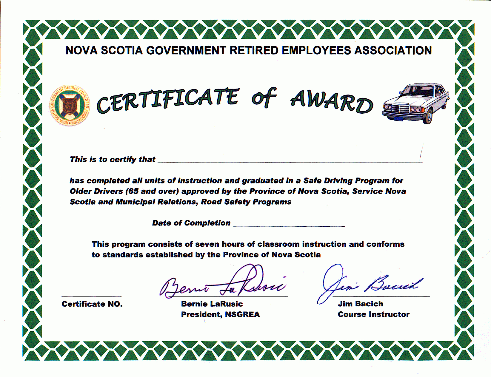 4+ Sample Certificate Of Completion | Teknoswitch Pertaining To Safe Driving Certificate Template