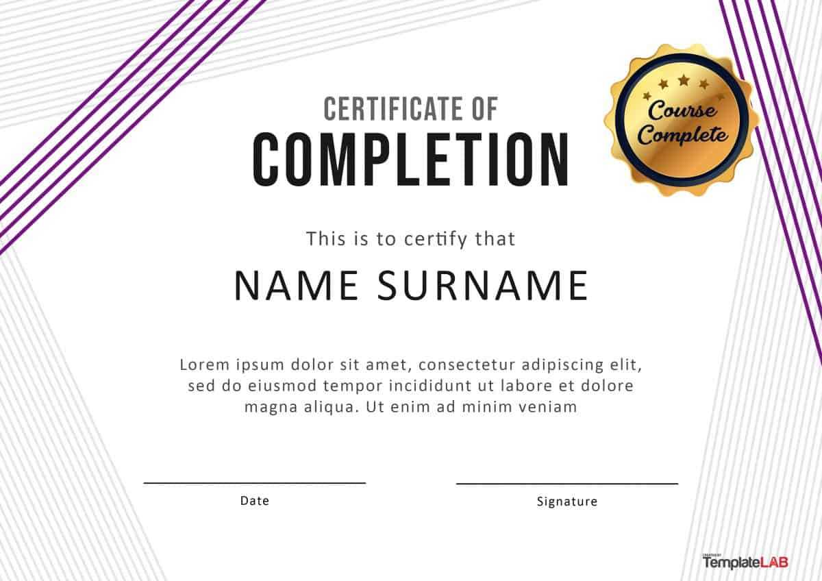 40 Fantastic Certificate Of Completion Templates [Word In Free Training Completion Certificate Templates