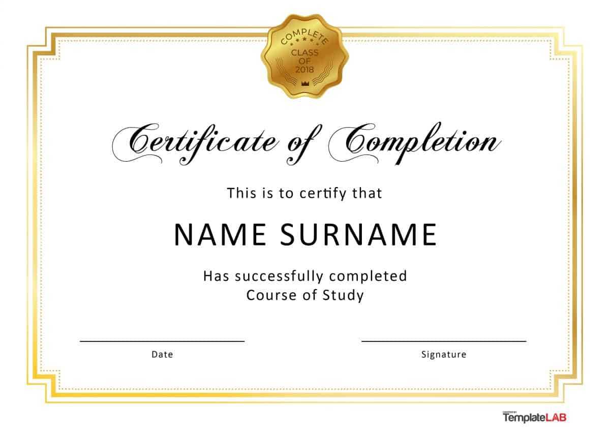 40 Fantastic Certificate Of Completion Templates [Word Inside Certificate Of Completion Free Template Word