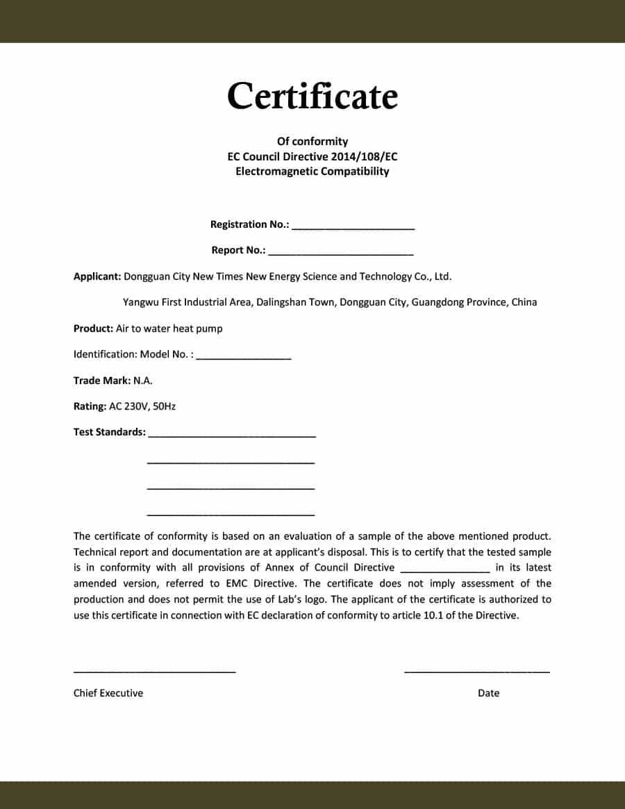 40 Free Certificate Of Conformance Templates & Forms ᐅ For Certificate Of Conformity Template Free