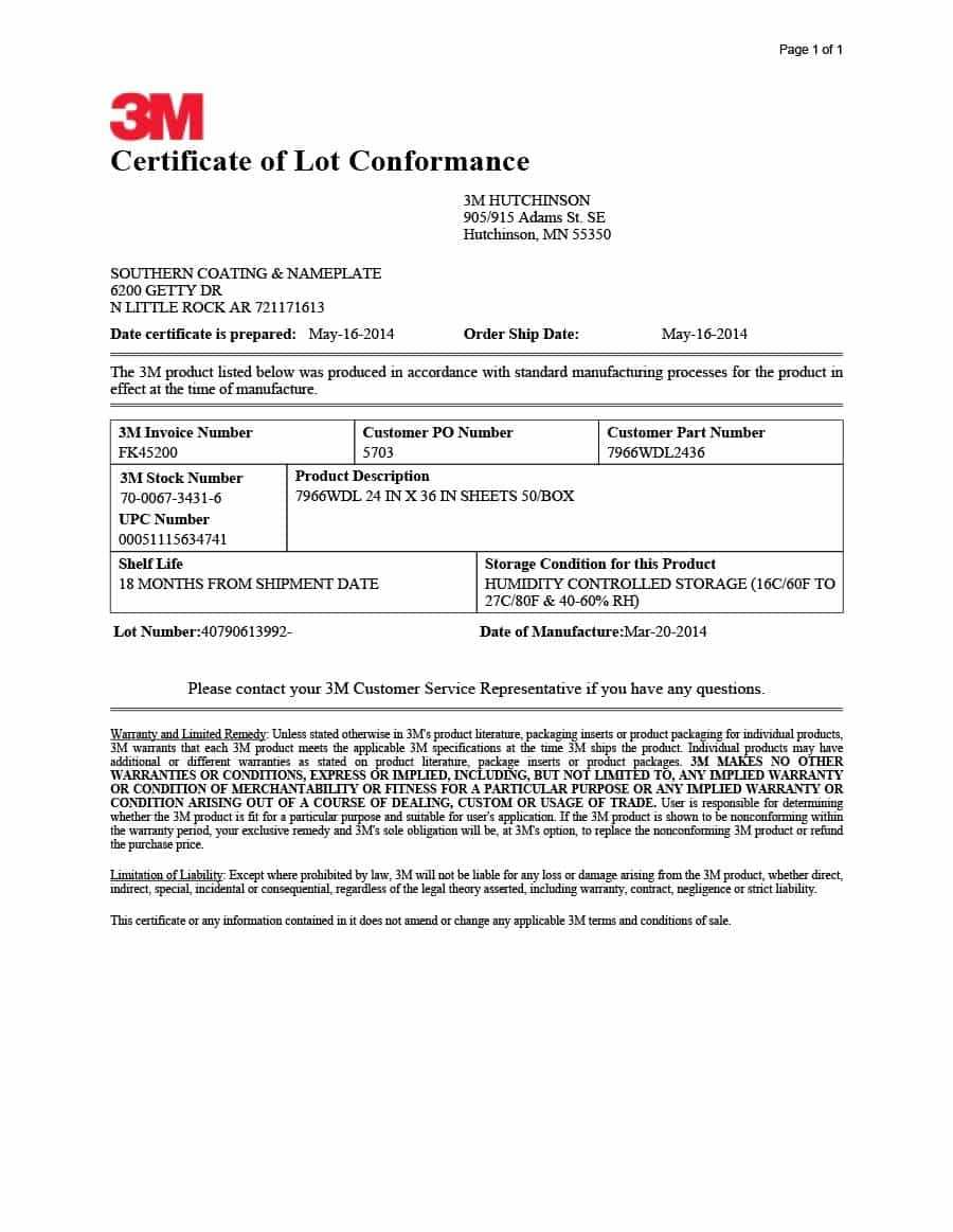 40 Free Certificate Of Conformance Templates & Forms ᐅ Regarding Certificate Of Conformance Template