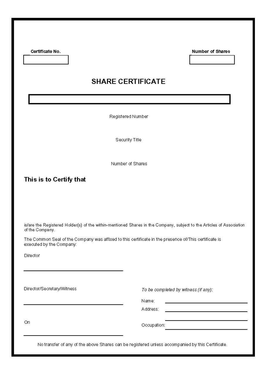 40+ Free Stock Certificate Templates (Word, Pdf) ᐅ Template Lab Throughout Template Of Share Certificate