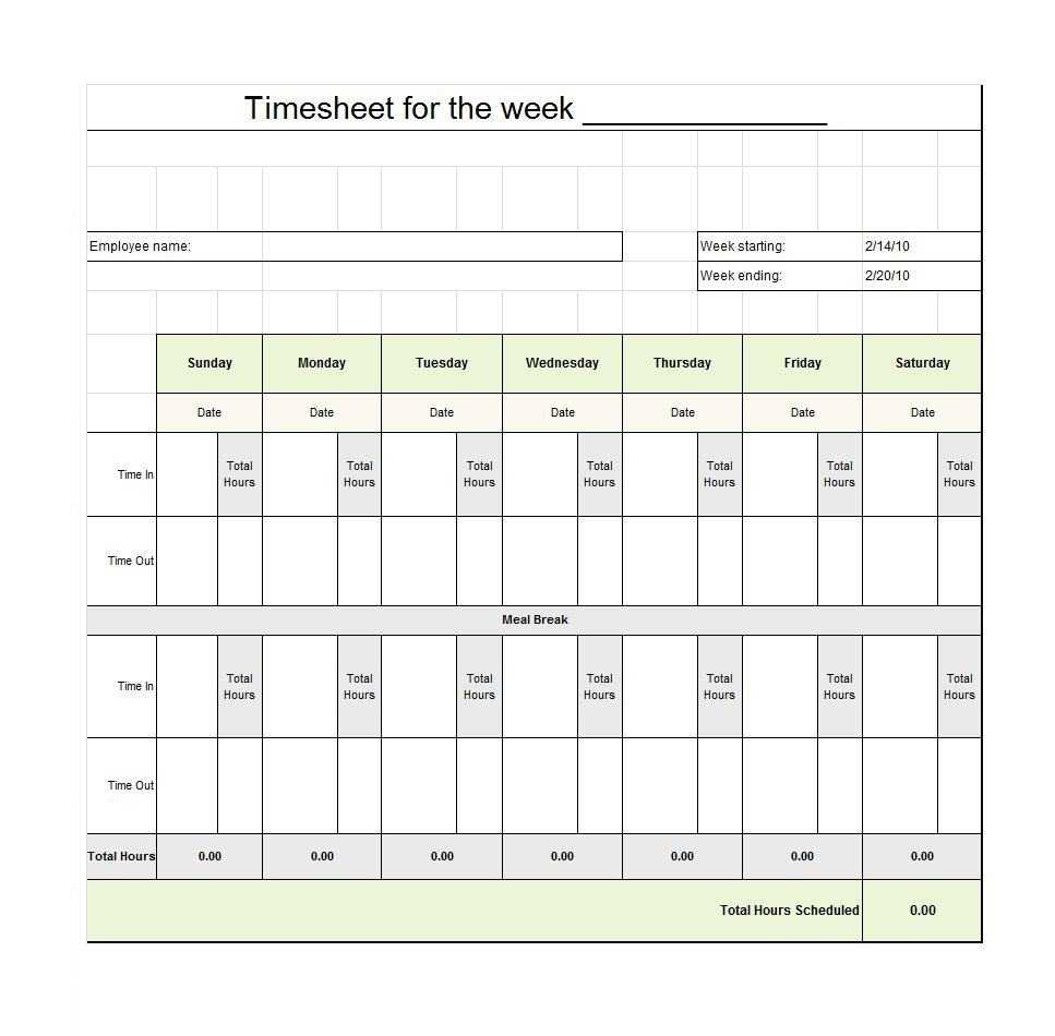 40 Free Timesheet Templates [In Excel] ᐅ Template Lab With Regard To Weekly Time Card Template Free