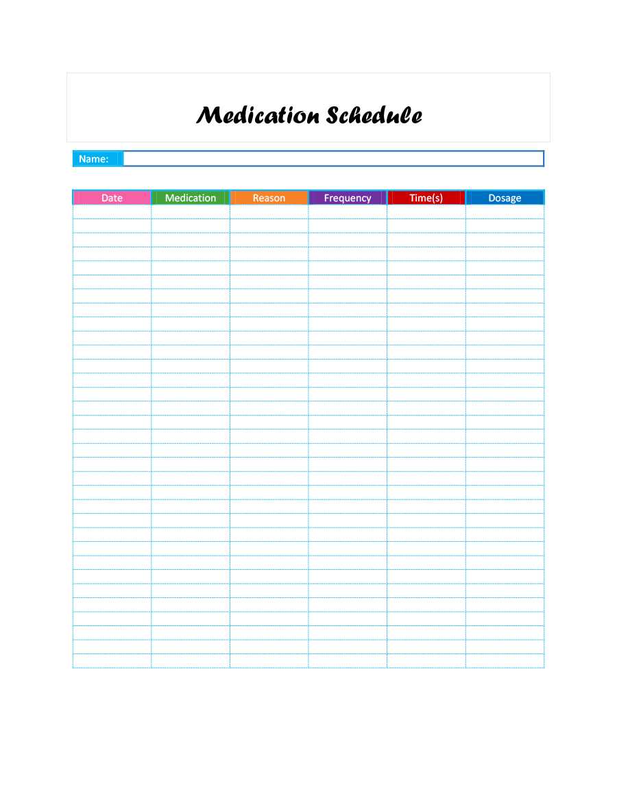 40 Great Medication Schedule Templates (+Medication Calendars) Within Med Card Template
