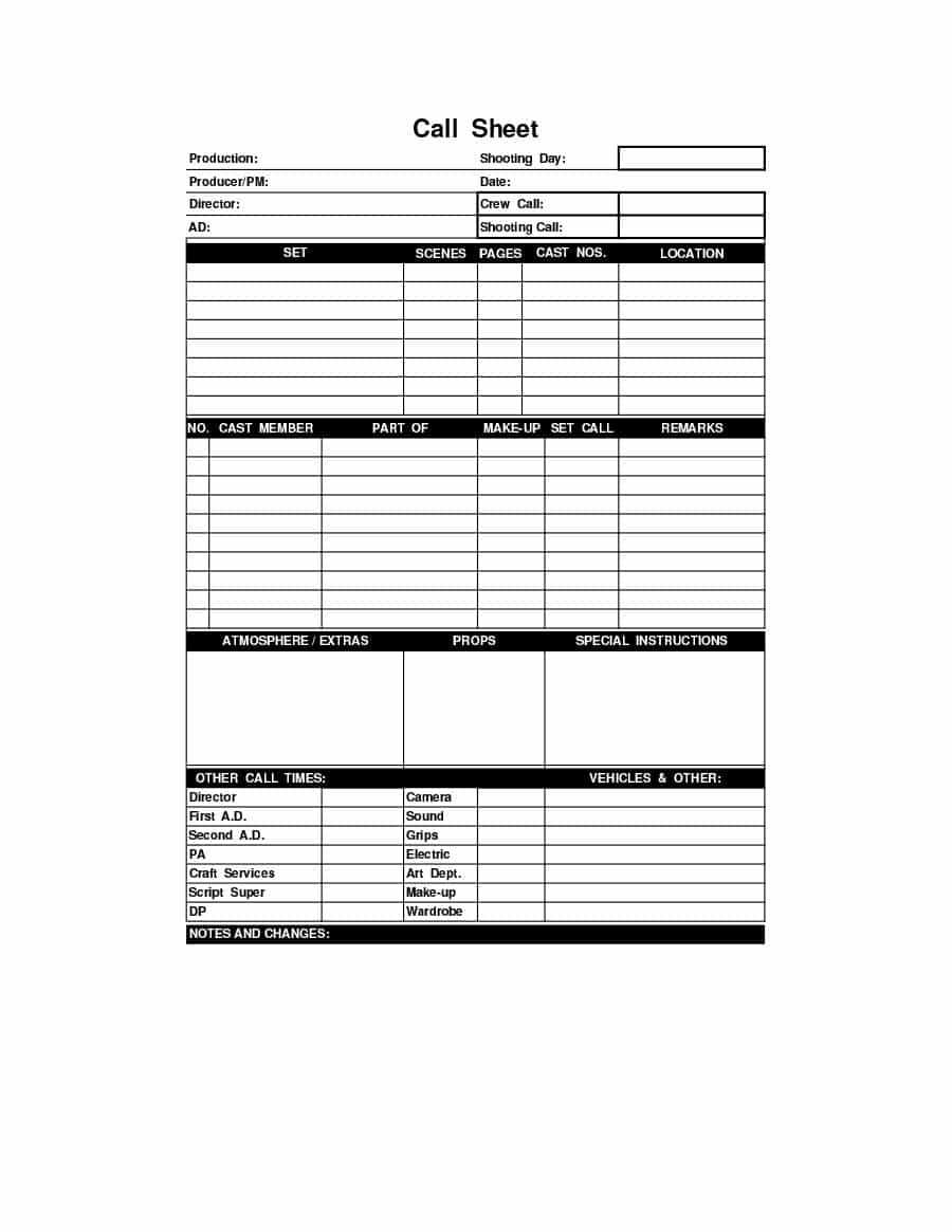 40+ Printable Call Log Templates In Microsoft Word And Excel Inside Blank Call Sheet Template