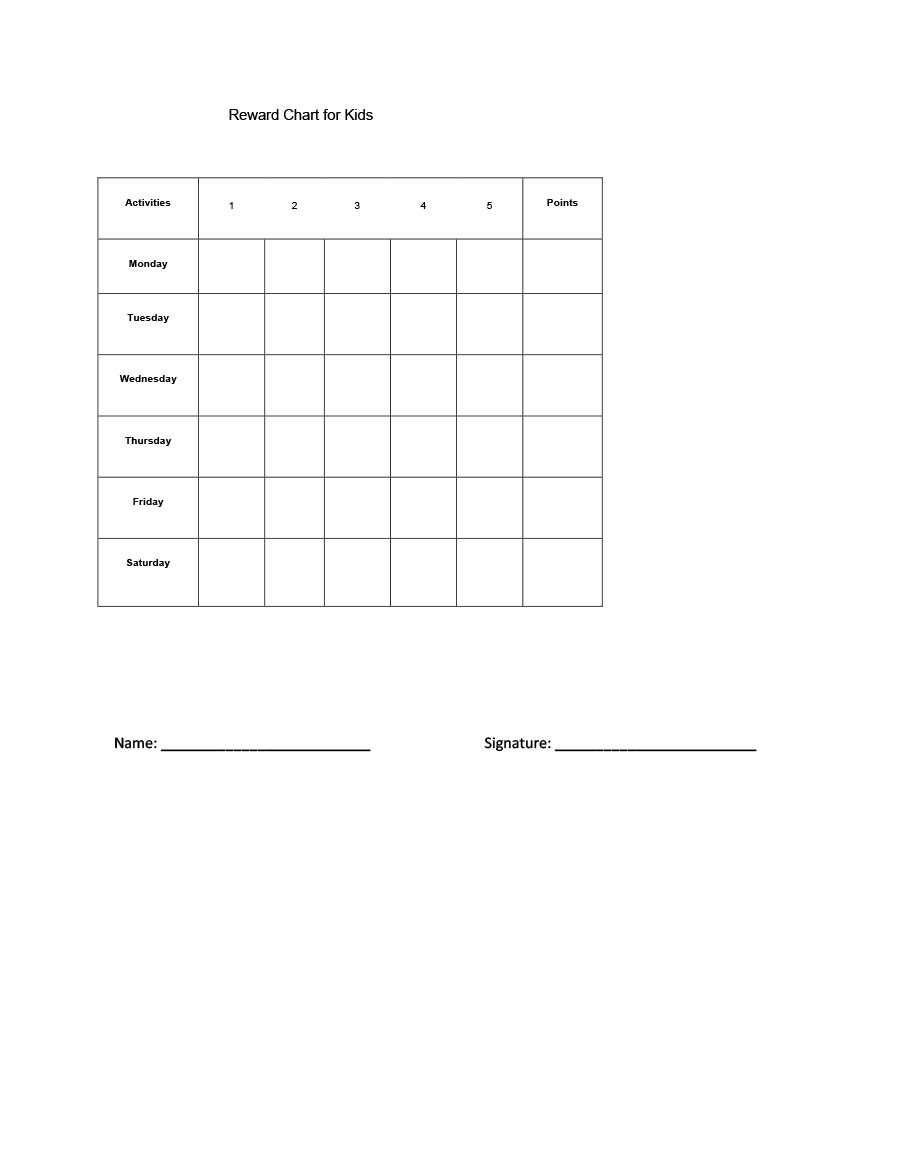 40 Printable Reward Charts For Kids (Pdf, Excel & Word) With Regard To Reward Chart Template Word
