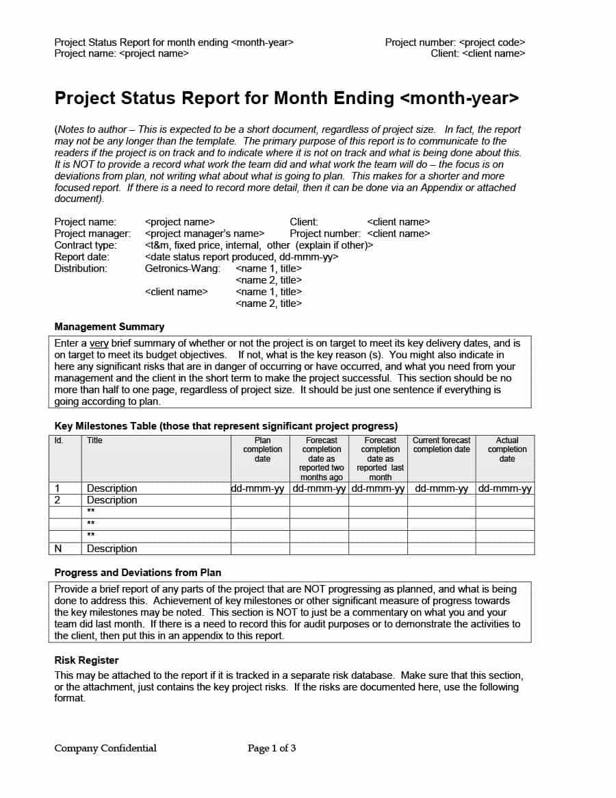 40+ Project Status Report Templates [Word, Excel, Ppt] ᐅ With Regard To Project Management Final Report Template