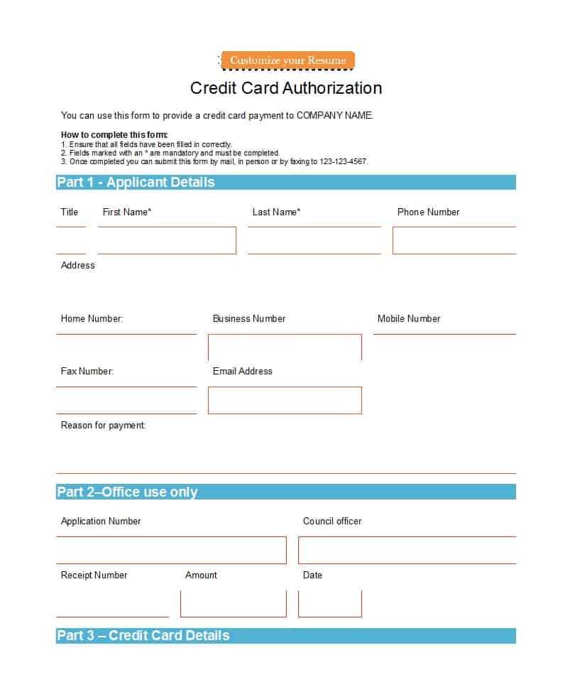 41 Credit Card Authorization Forms Templates {Ready To Use} For Authorization To Charge Credit Card Template