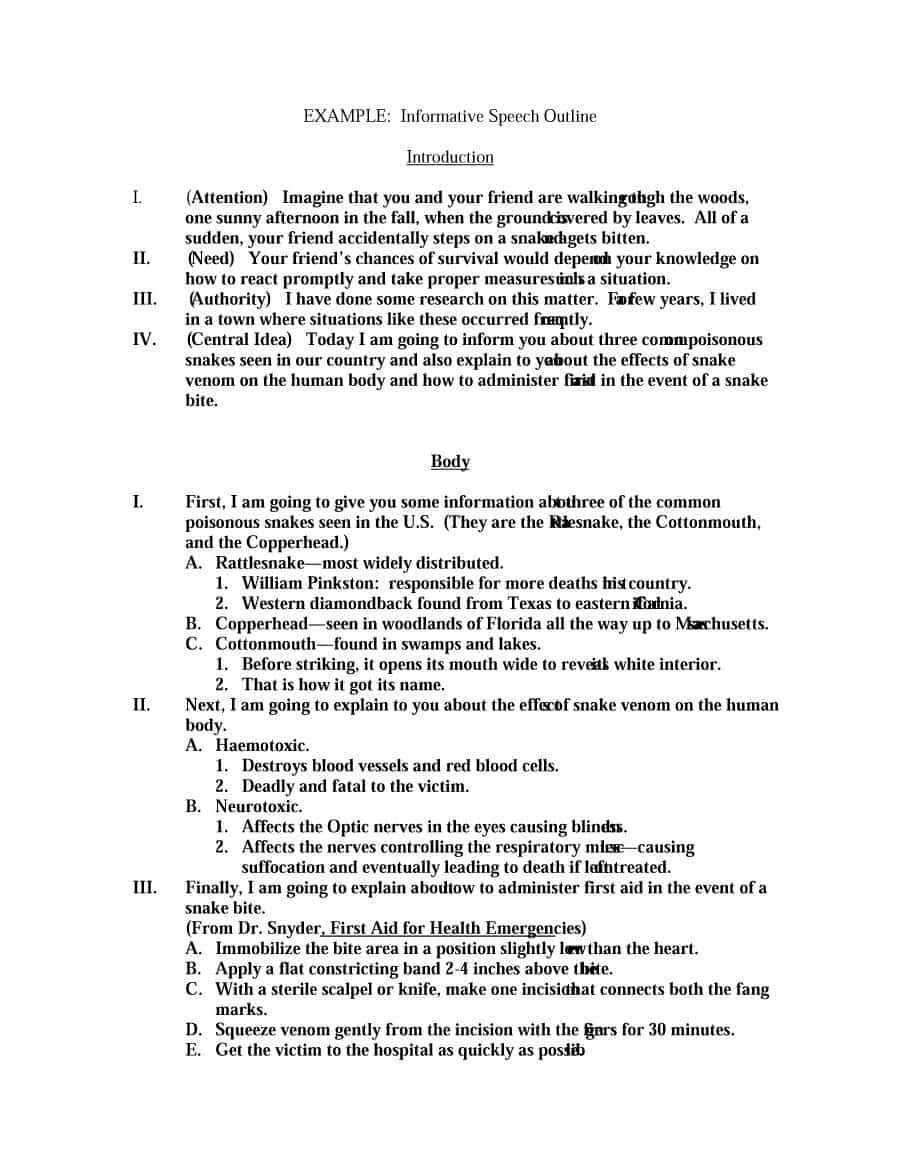 43 Informative Speech Outline Templates & Examples Within Speech Outline Template Word