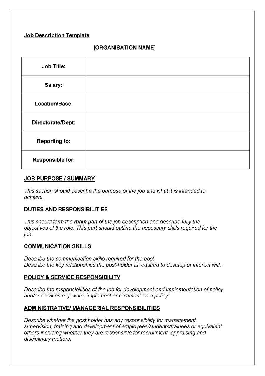 47 Job Description Templates & Examples ᐅ Template Lab With Regard To Job Descriptions Template Word