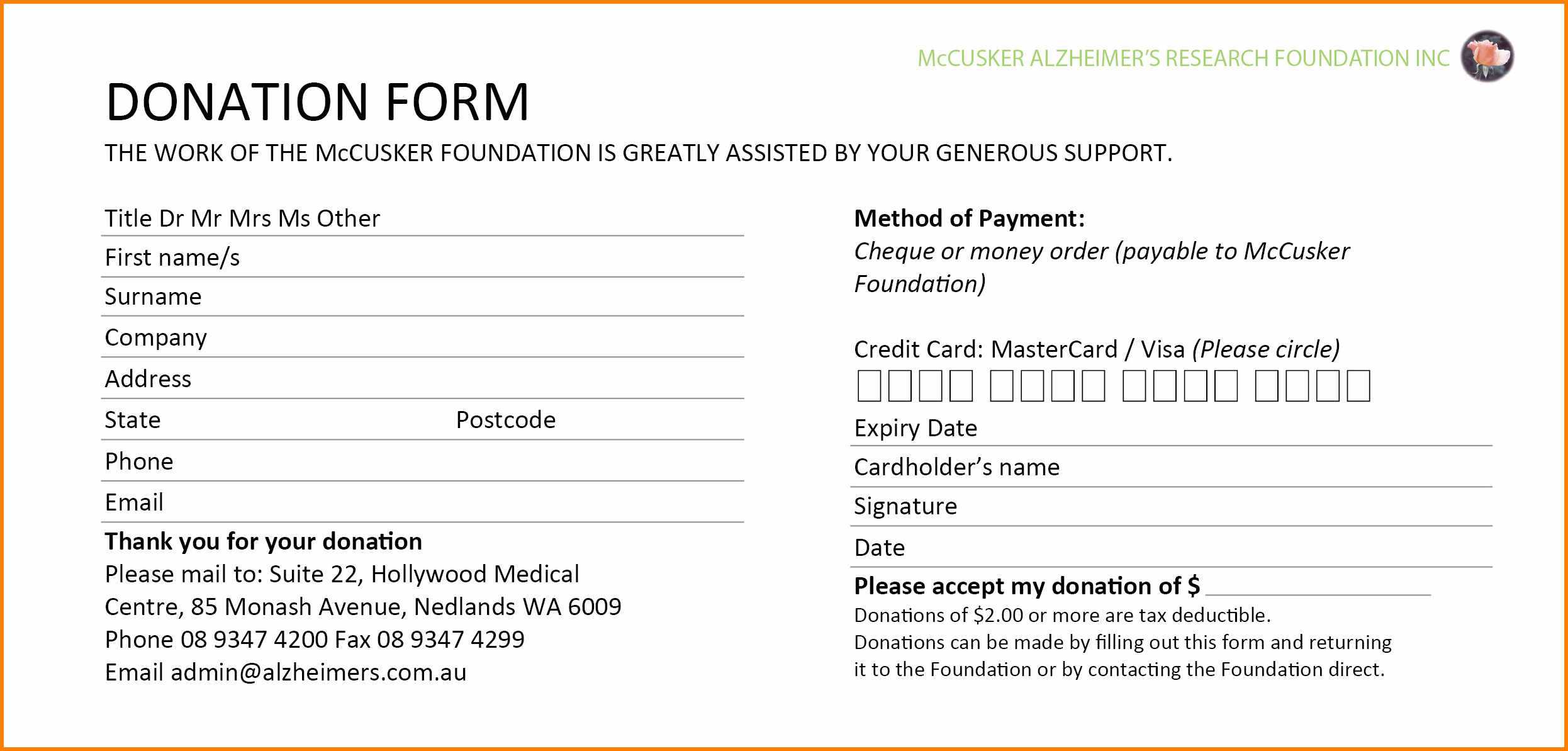 5+ Donation Forms Templates Free | Instinctual Intelligence Within Donation Card Template Free
