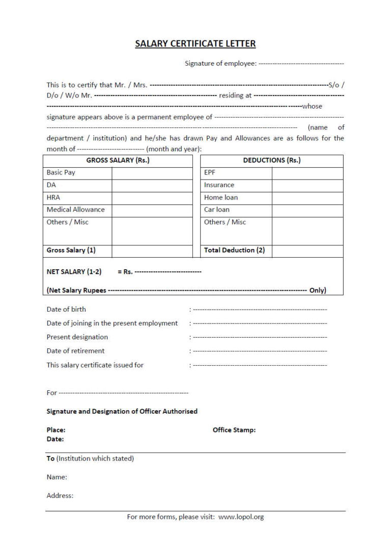 5+ Salary Certificate Templates For Employer - Pdf, Doc inside ...