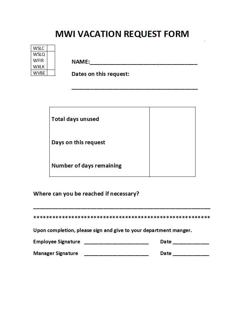 50 Professional Employee Vacation Request Forms [Word] ᐅ With Travel Request Form Template Word