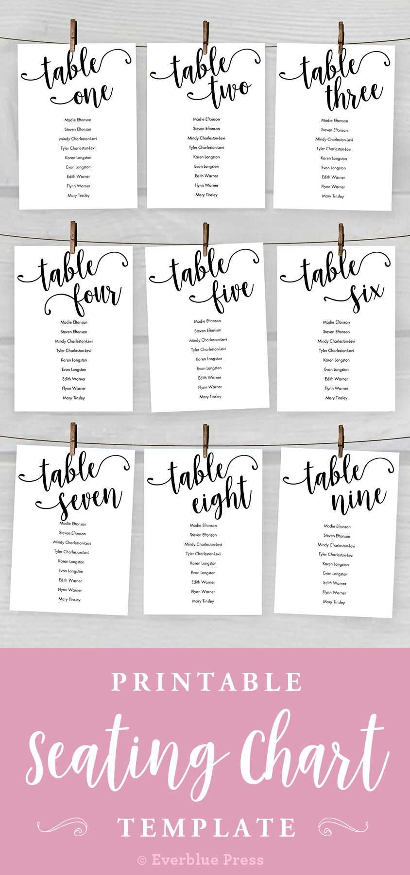 5X7 Wedding Seating Chart Cards Printable, Tables 1 20 Regarding Reserved Cards For Tables Templates