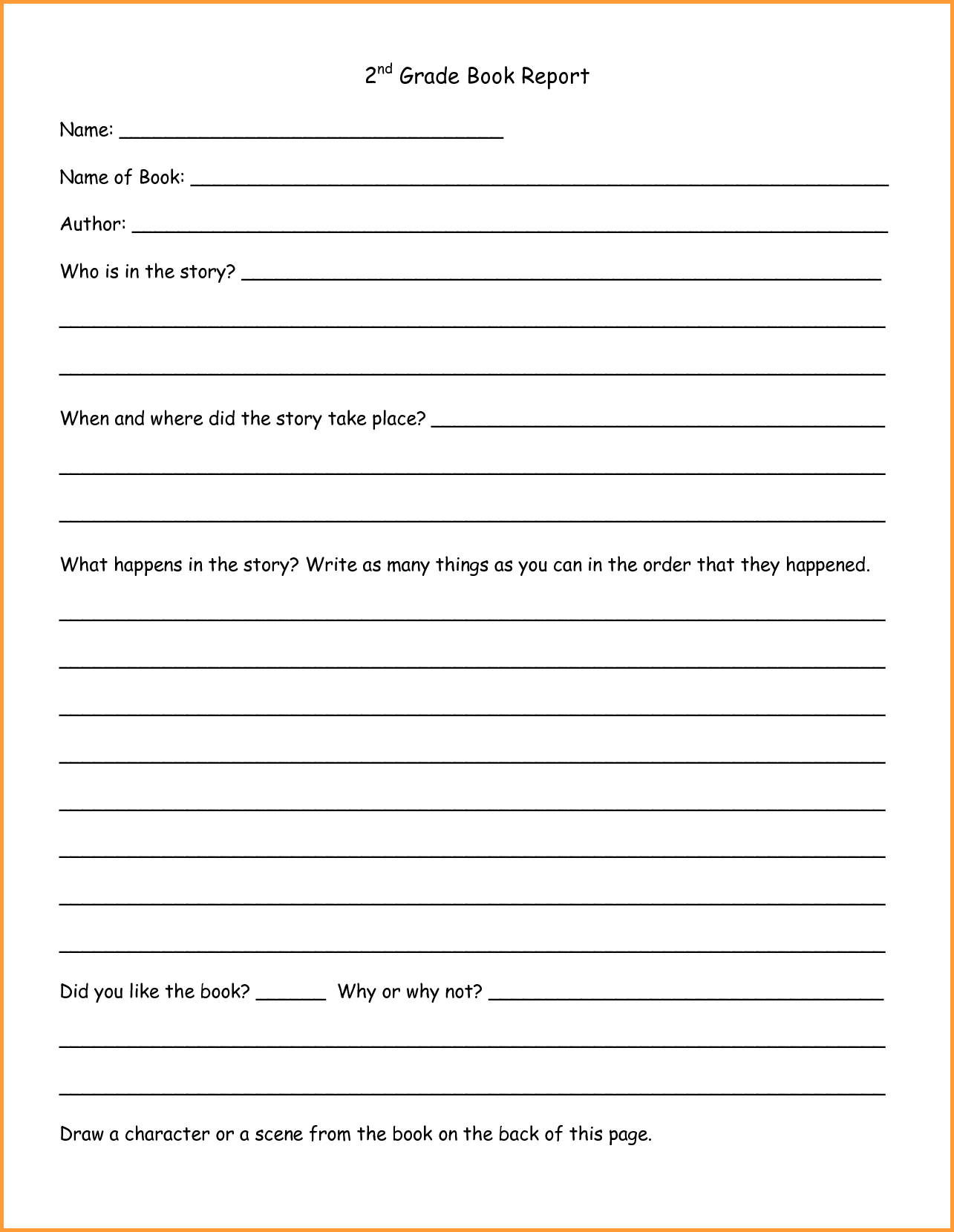 6+ Book Report Template 2Nd Grade | Types Of Letter In Second Grade Book Report Template