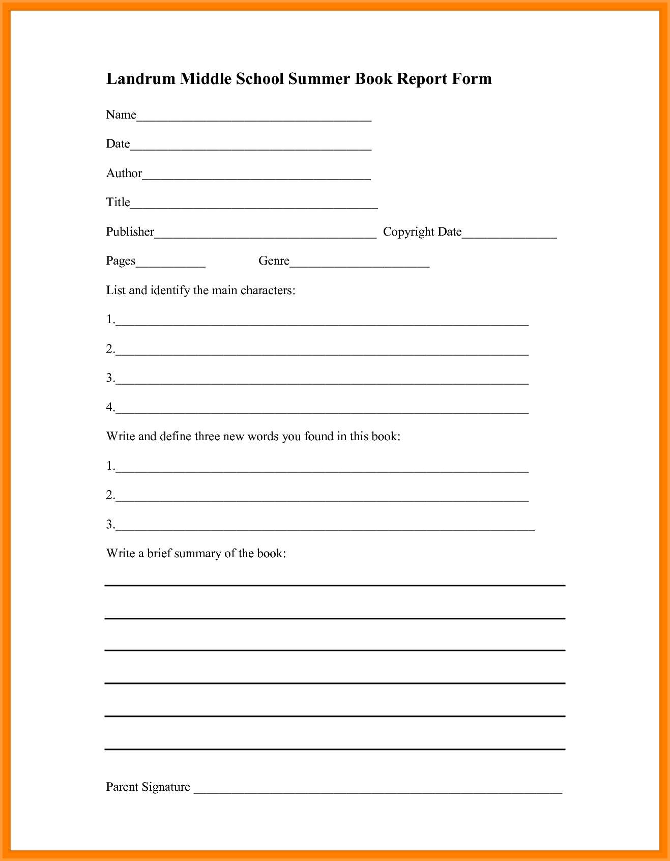 6+ Book Report Template Middle School | Types Of Letter Inside Book Report Template Middle School