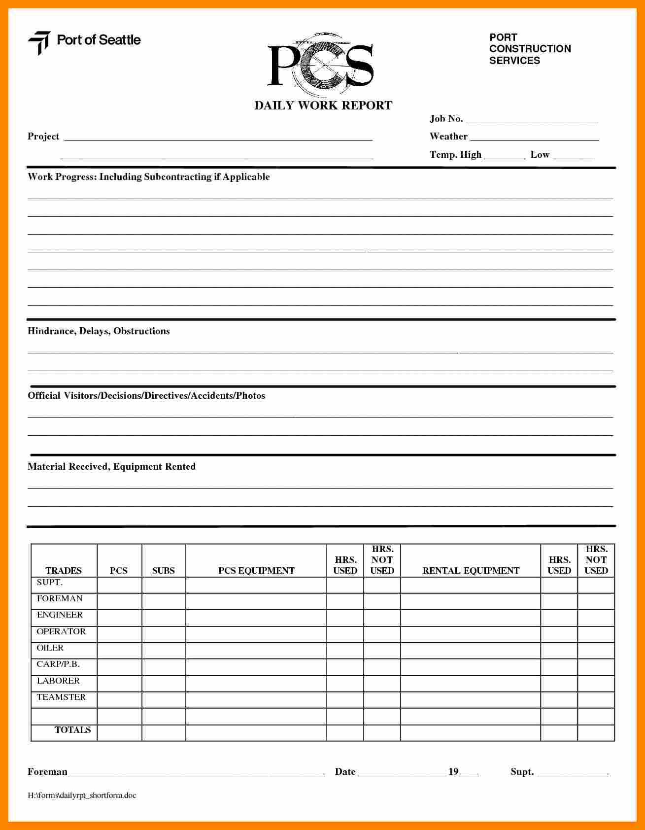 6+ Daily Report Template Word | Lobo Development Intended For Daily Site Report Template