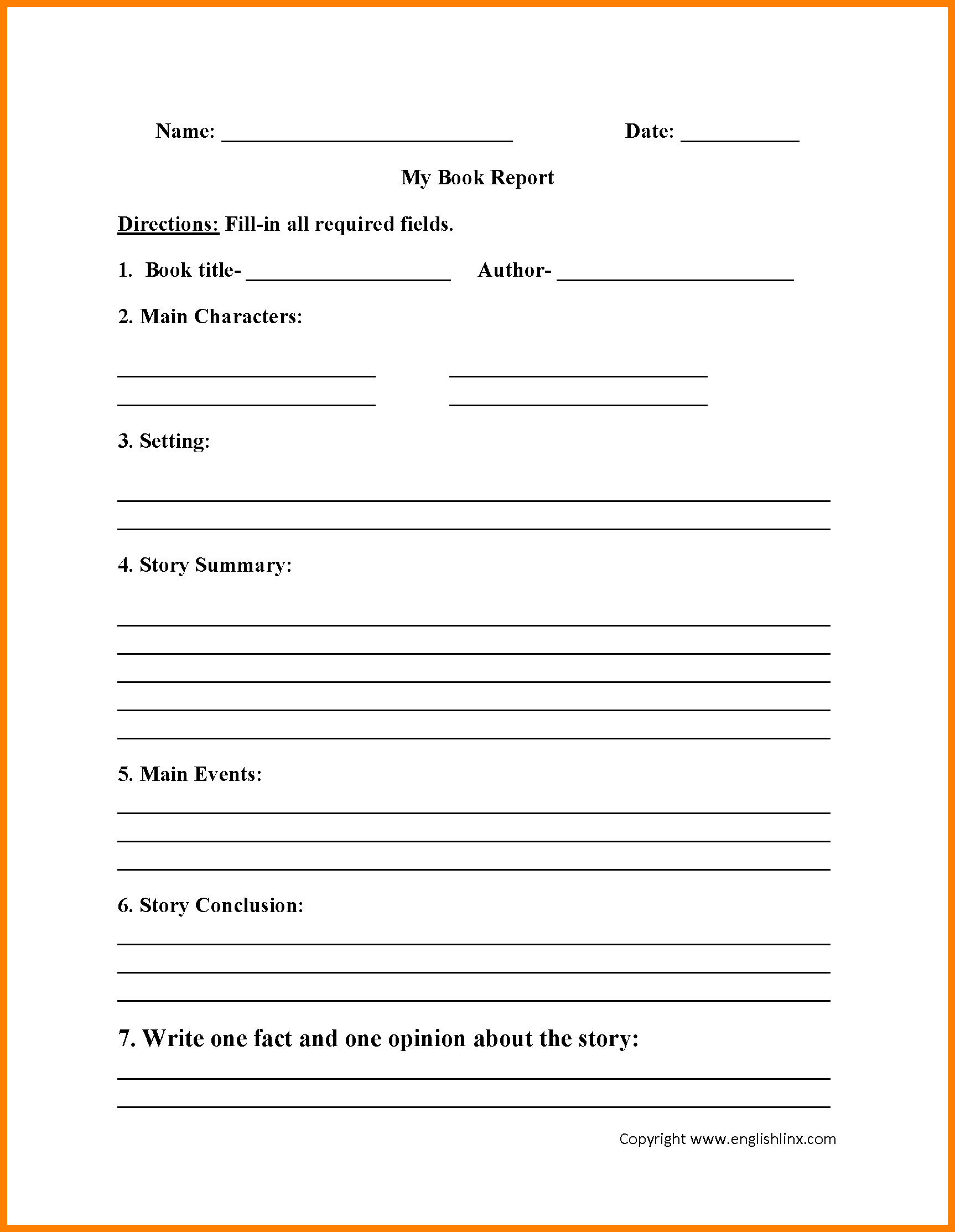 6+ Grade 2 Book Report Template | Management On Call Regarding Book Report Template Grade 1