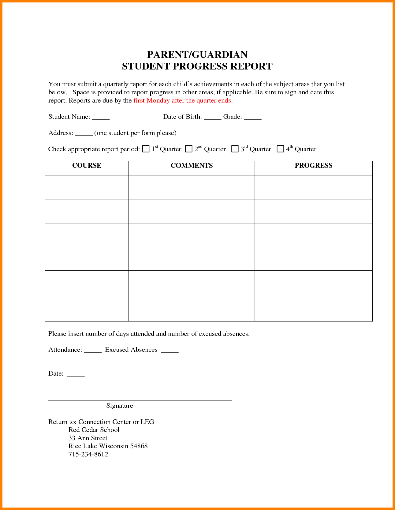 6+ Students Progress Report Template | Phoenix Officeaz Pertaining To Student Progress Report Template