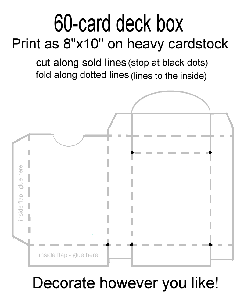 60 Card Deck Box Template For Magic, Pokemon, Yu Gi Oh, Etc With Regard To Card Box Template Generator