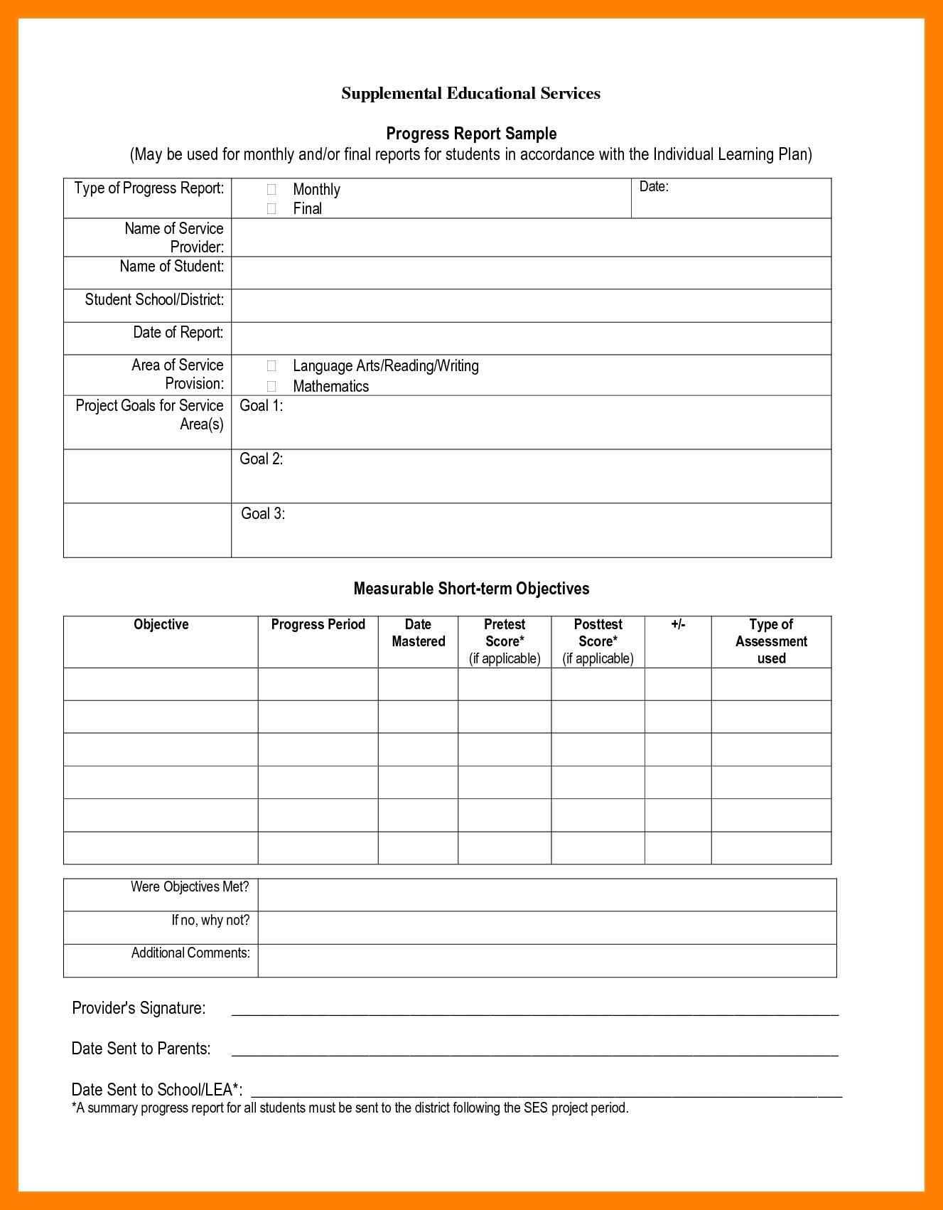 7+ Student Progress Report Sample | Phoenix Officeaz With Monthly Progress Report Template