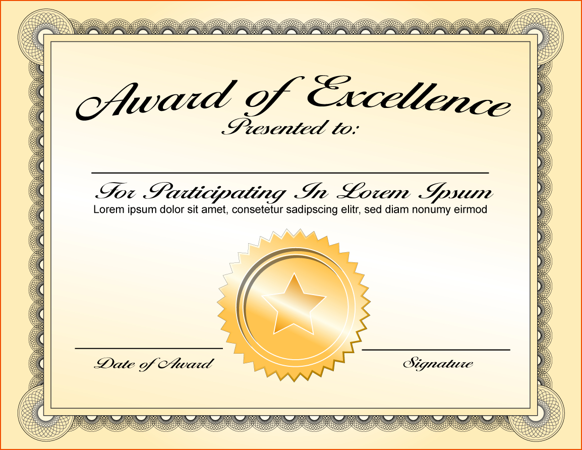 8+ Awards Certificate Template – Bookletemplate Throughout Award Of Excellence Certificate Template