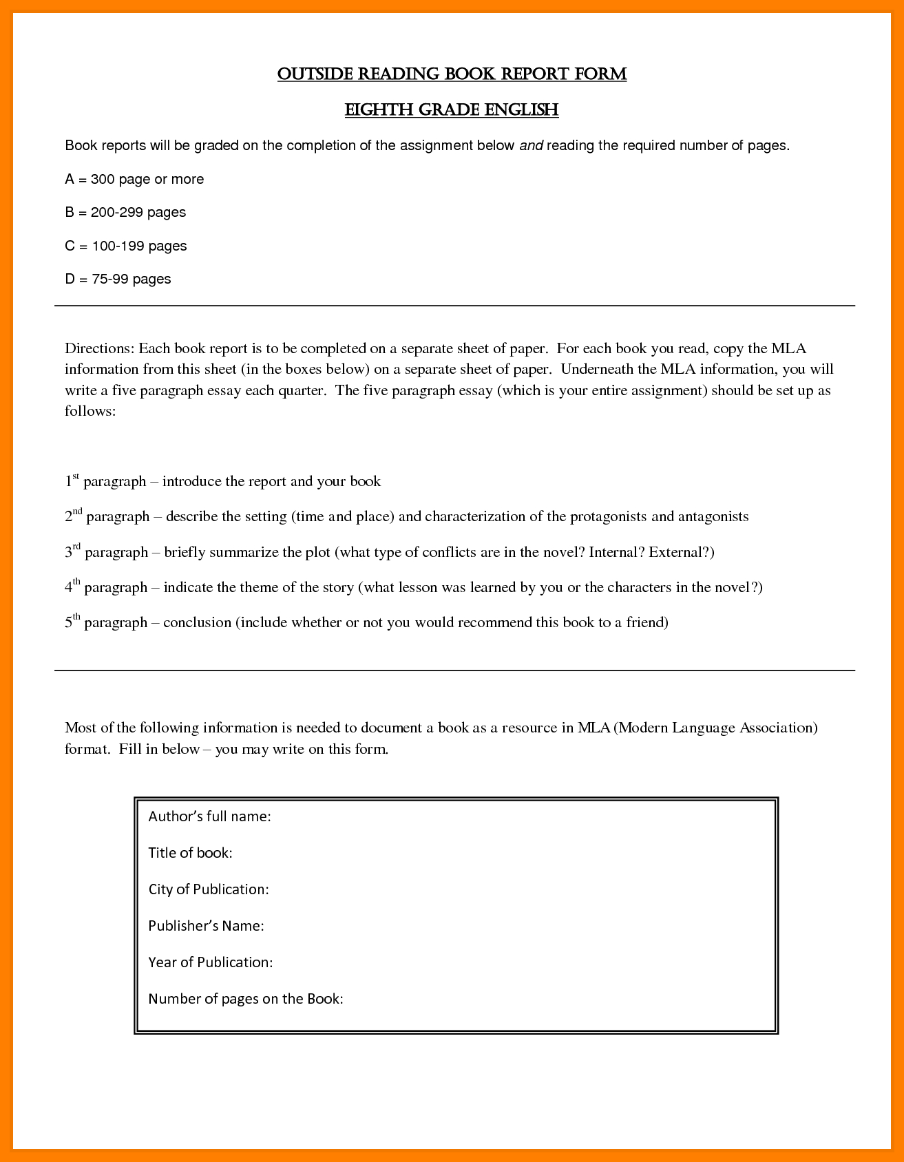 8+ Free Sample Book Reports | Shrewd Investment Throughout Book Report Template High School