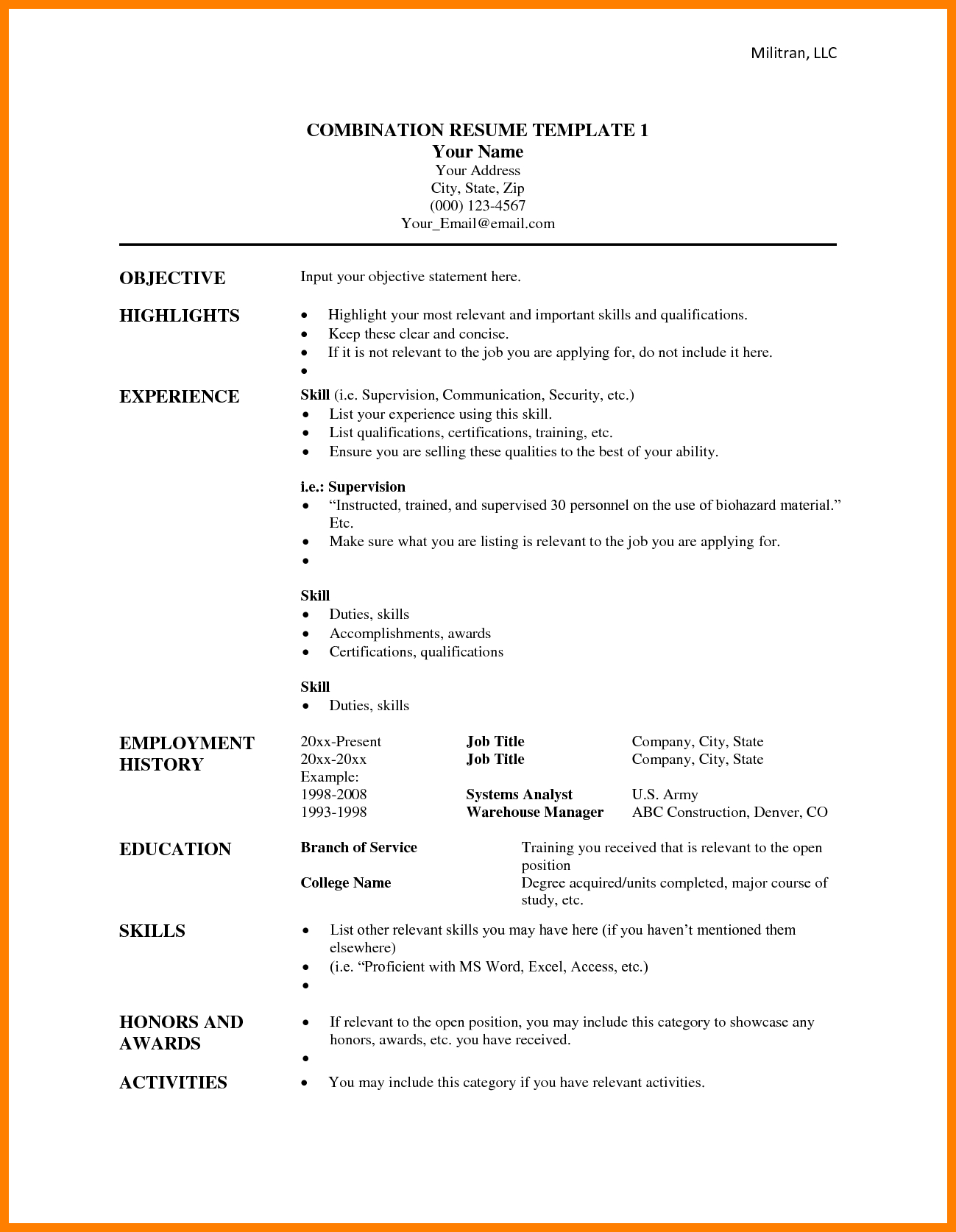 8+ Functional Resume Template Microsoft Word | Reptile Shop Inside Combination Resume Template Word