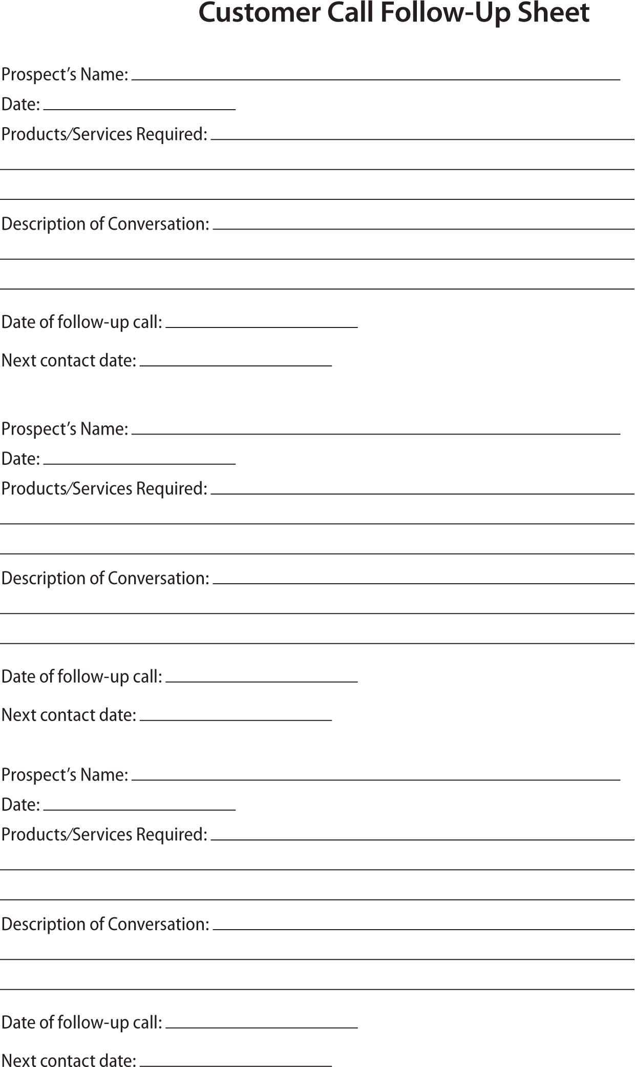 80 20 Prospect Sheet Customer Call Follow Up | Sales Report Within Customer Contact Report Template