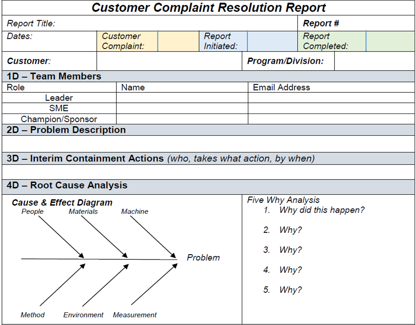 8D Customer Complaint Resolution Report With Regard To 8D Report Template
