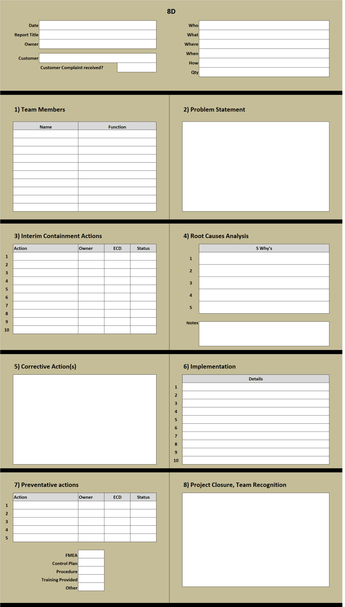 8D Excel Template Learn How To Create An 8D Problem Solving In 8D
