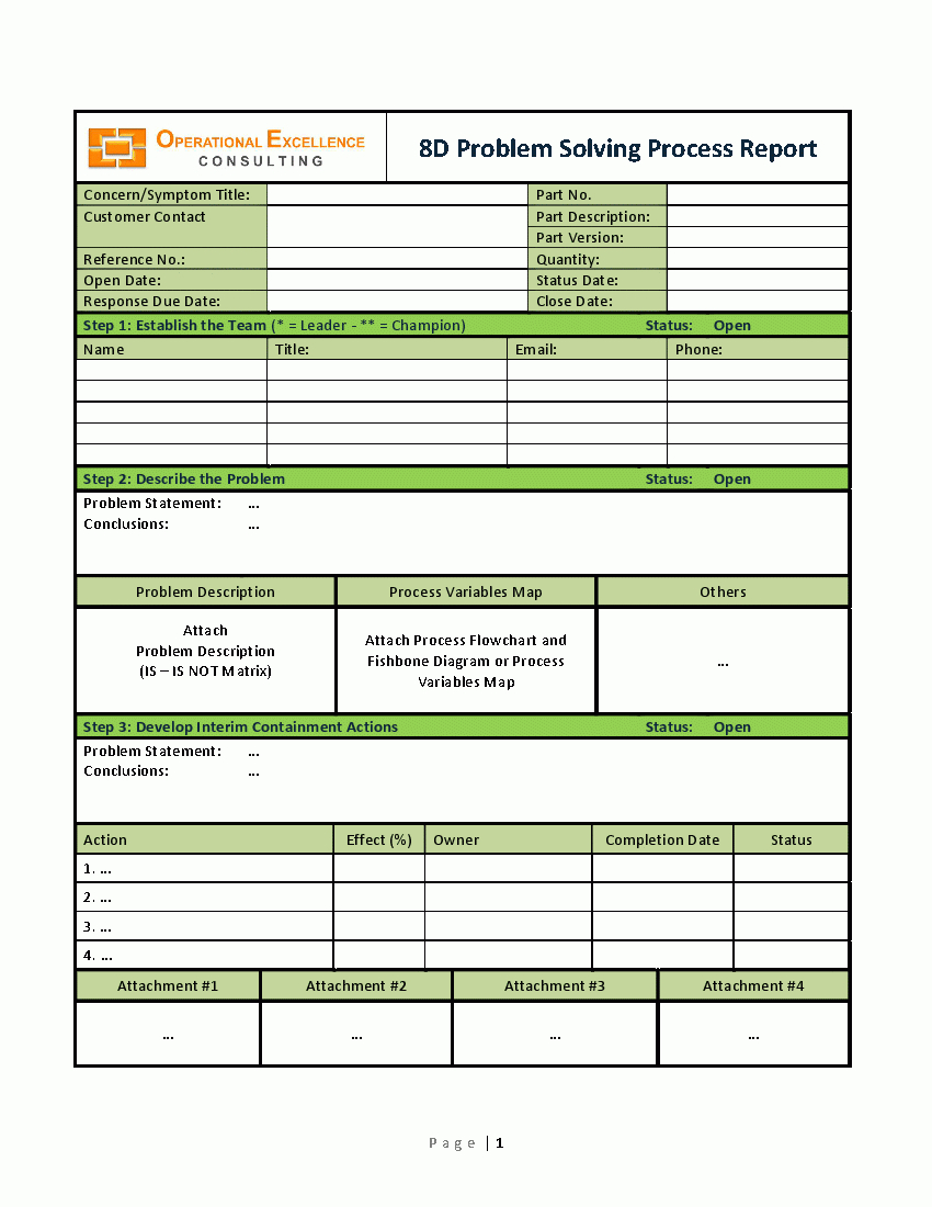 8D Problem Solving Process Report Template (Word) - Flevypro With 8D Report Format Template
