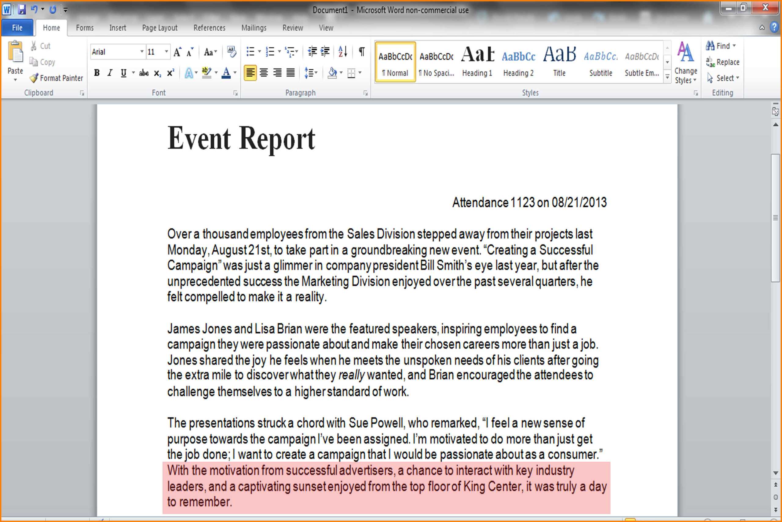 9+ Event Report Template Word | Business Opportunity Program Inside After Event Report Template