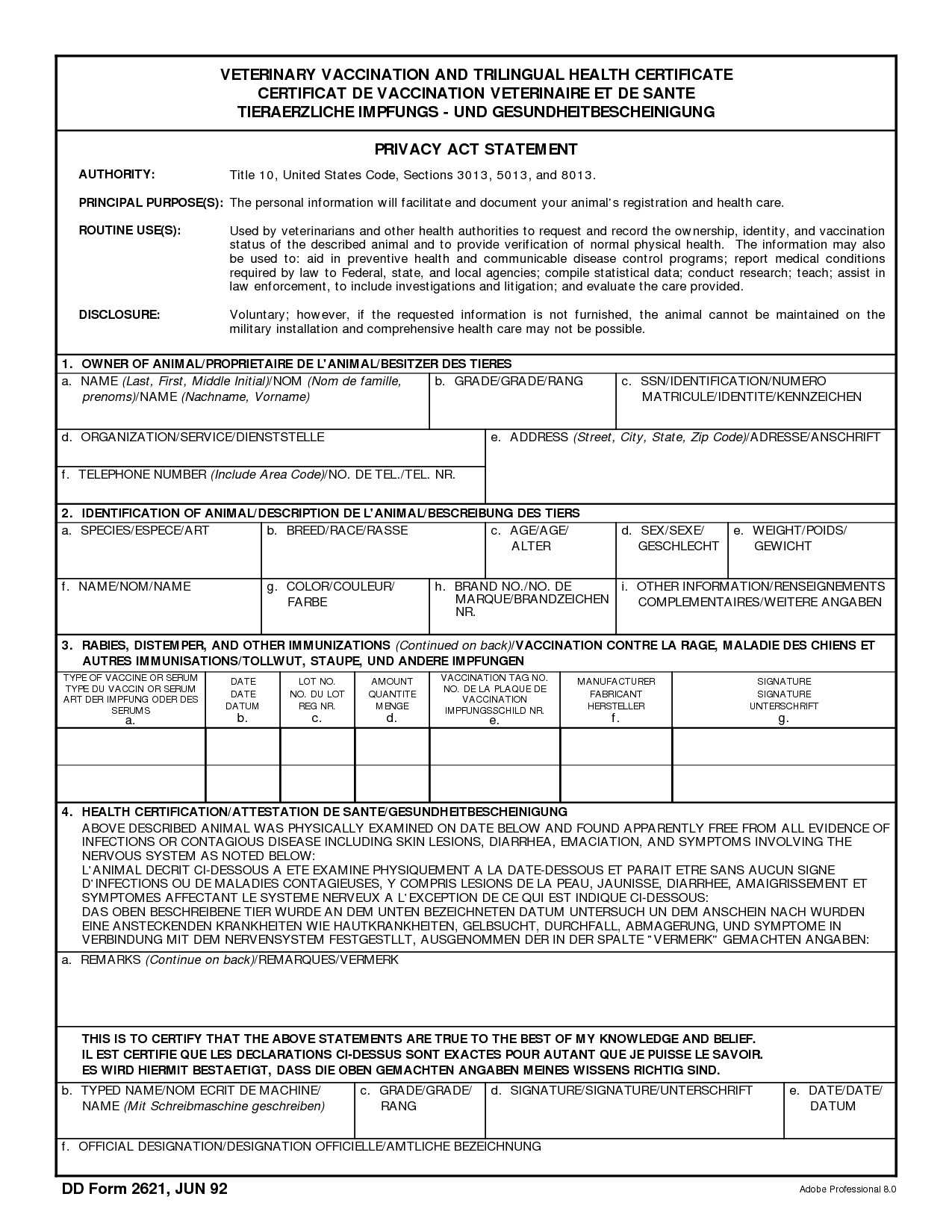 9+ Health Certificate Template – Bushveld Lab Within Rabies Vaccine Certificate Template