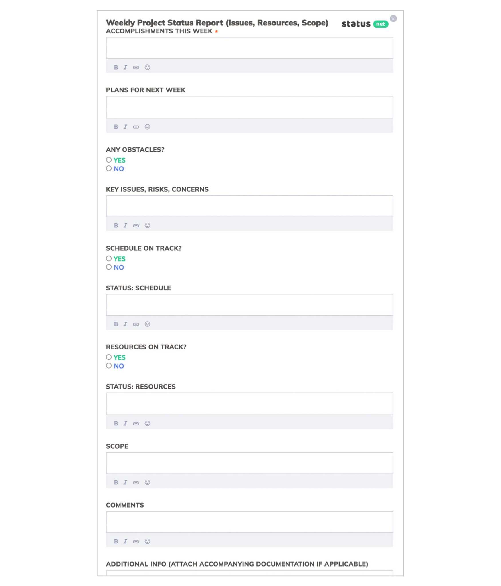 Development Status Report Template