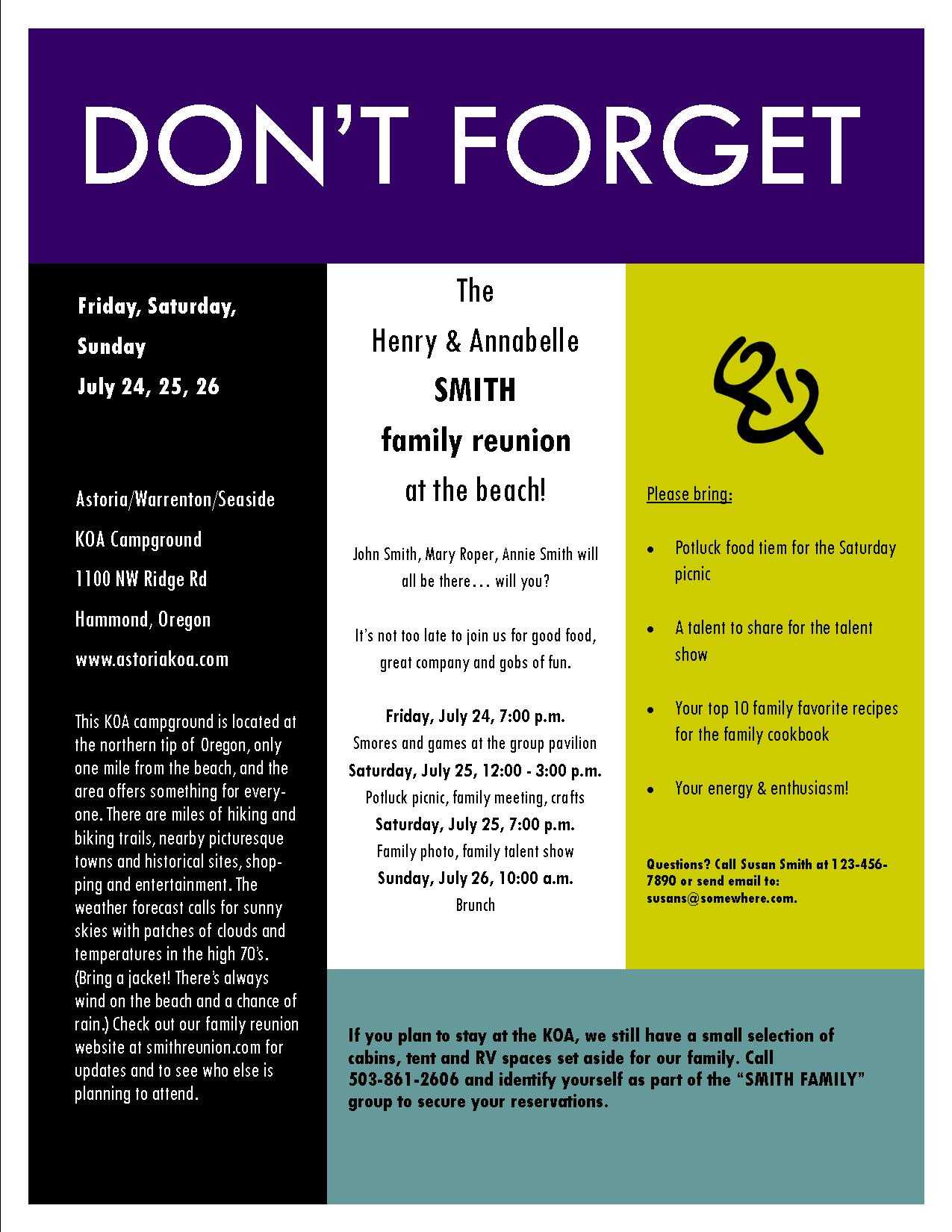 A Sample Invitation For The Family Reunion Intended For Reunion Invitation Card Templates