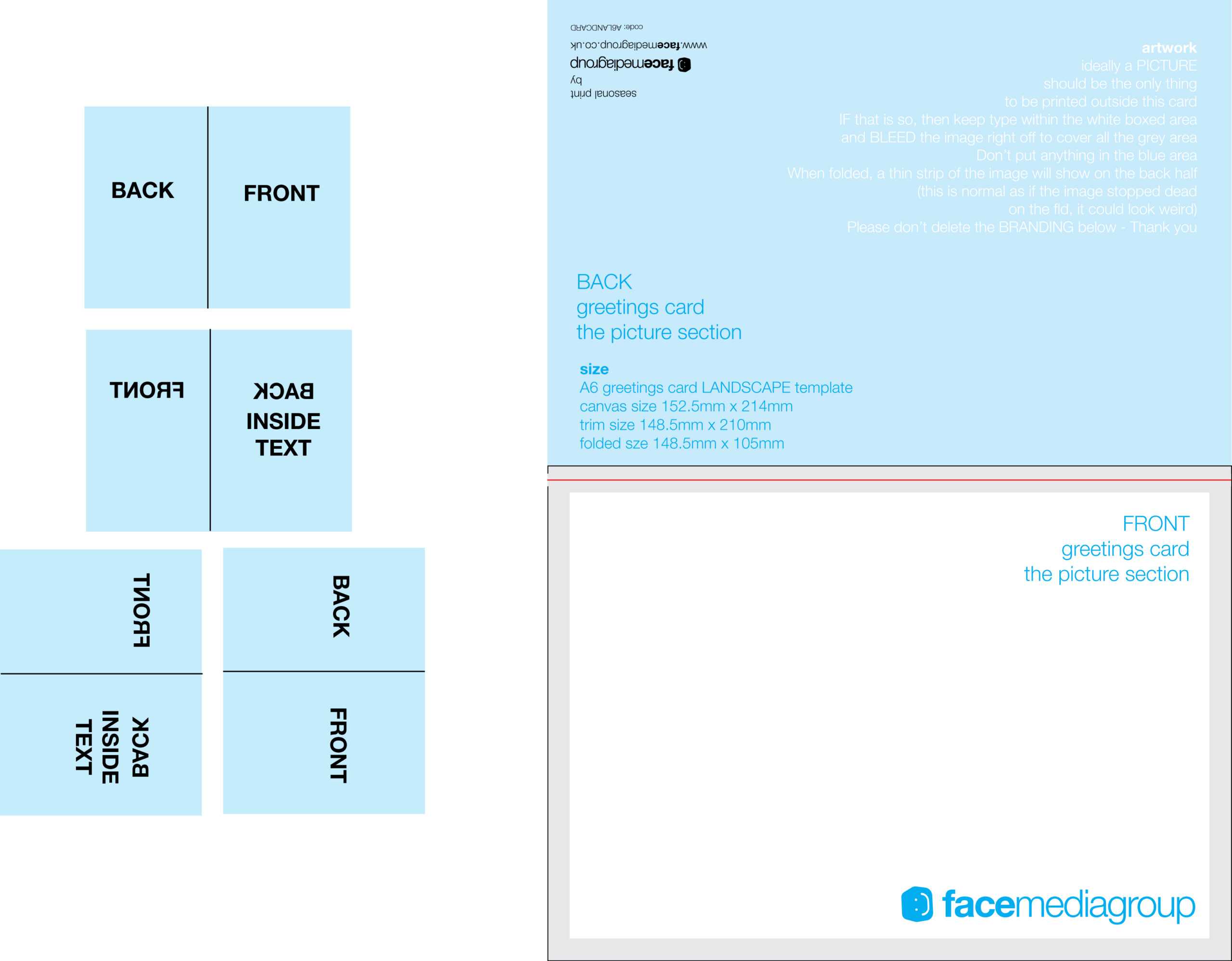 A6 Landscape Greetings Card Template – Tent Fold – Outside Within Card Folding Templates Free