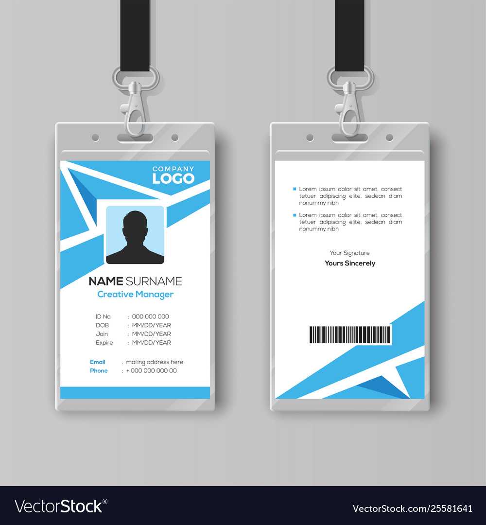 Abstract Blue Id Card Design Template Inside Id Card Template Ai