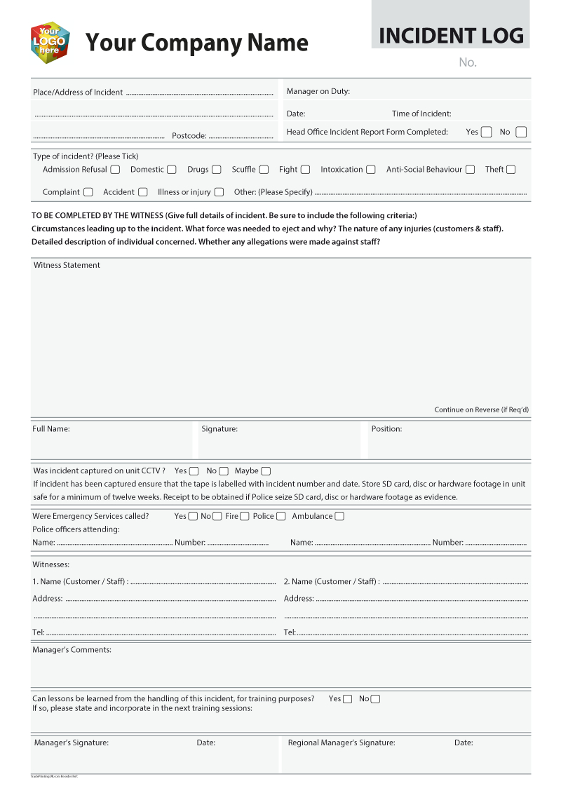 Accident, Injury, Incident Report Log Templates For Within Incident Report Log Template