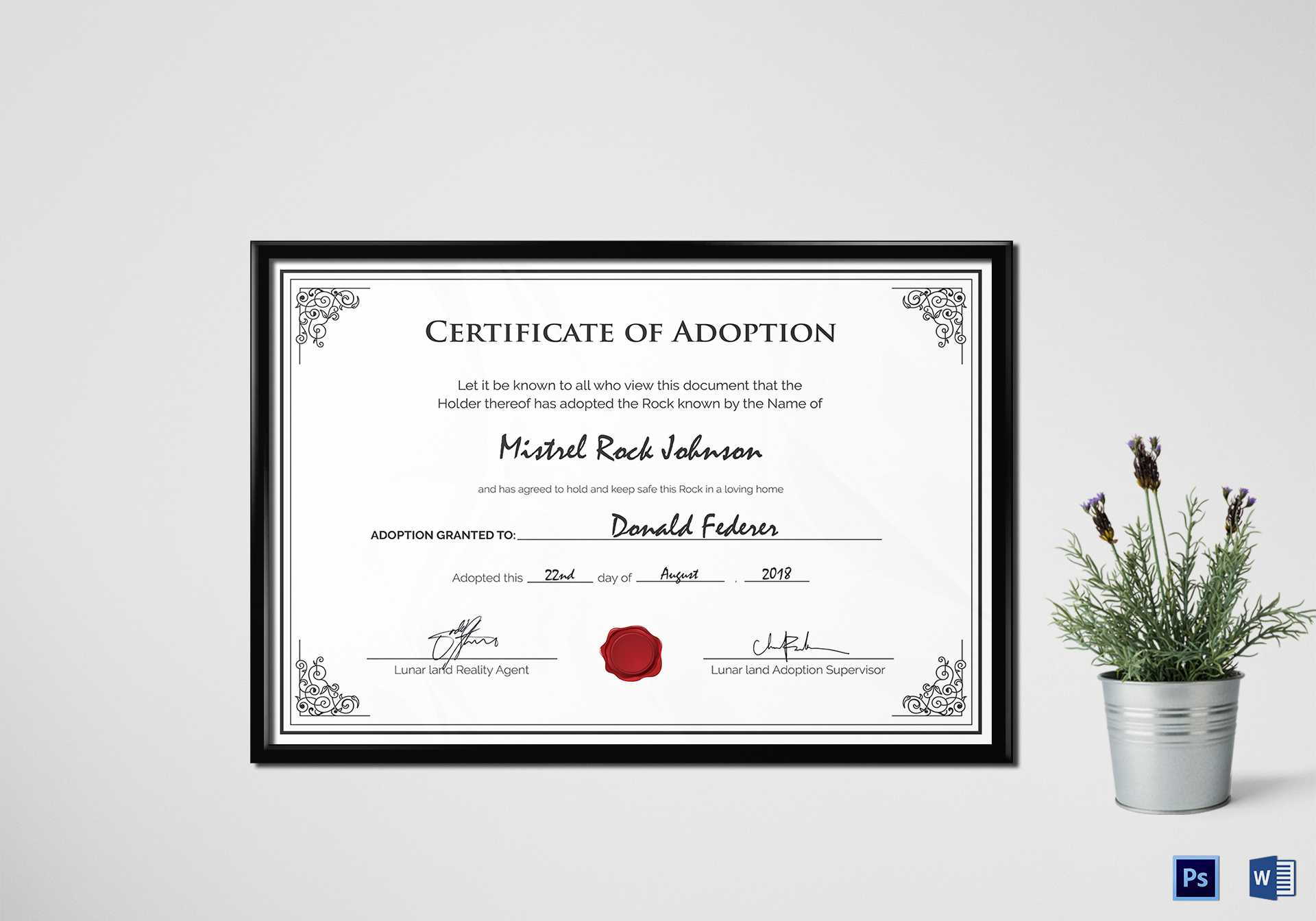 Adoption Birth Certificate Template Pertaining To Blank Adoption Certificate Template