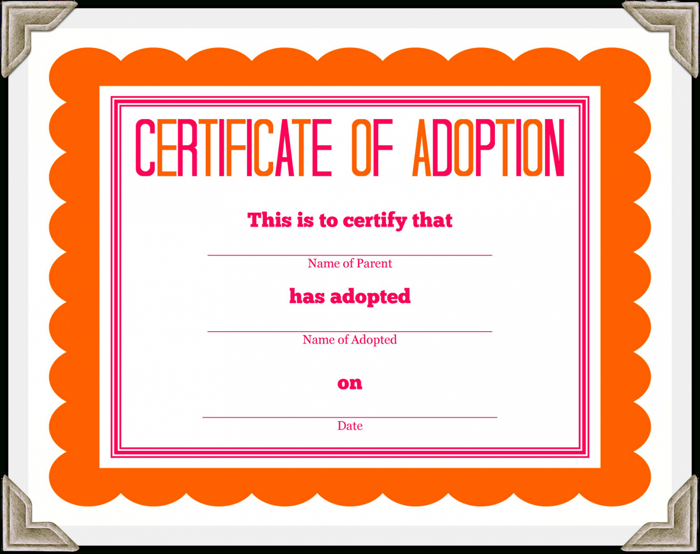 Adoption Certificate Template – Certificate Templates Inside Math Certificate Template