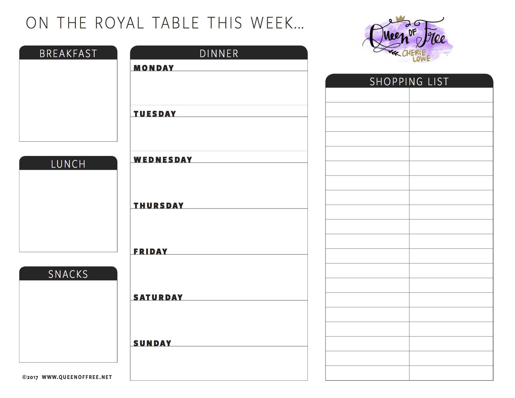 All New: Free Printable Meal Planner You Can Edit – Queen Of Intended For Blank Meal Plan Template