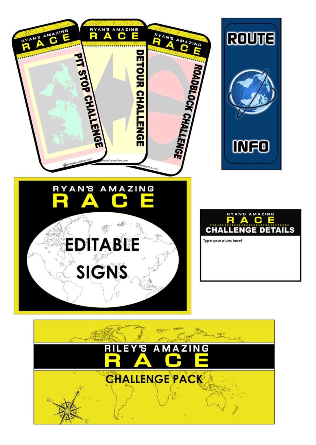 Amazing Race Clues Challenge Cards Editable Teacher Pertaining To Clue Card Template