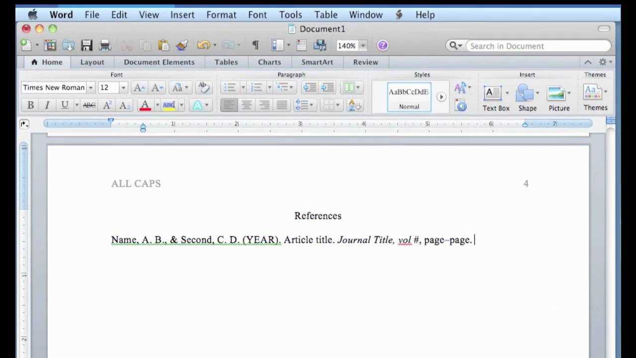 Apa Format In Word For Mac Throughout Apa Template For Word 2010
