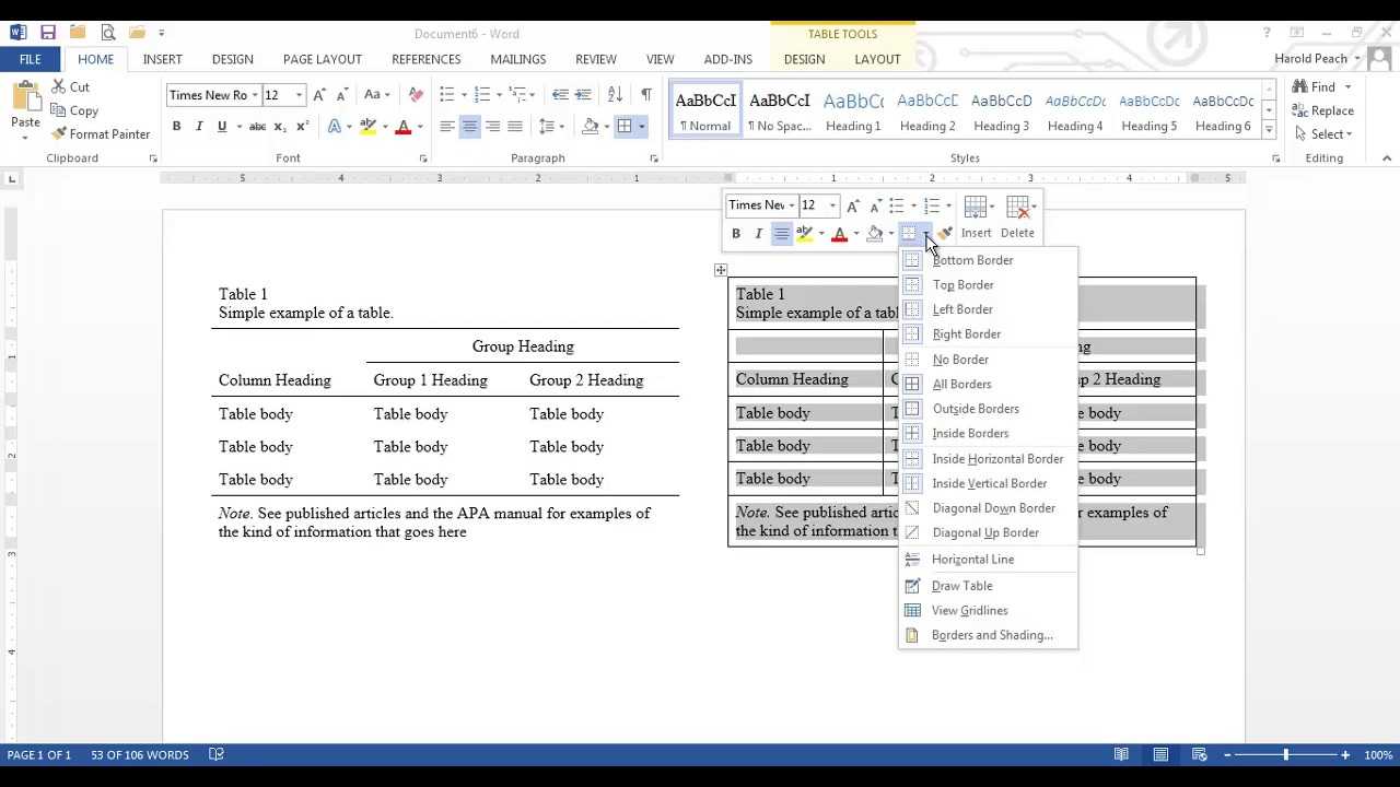 Apa Tables In Word Throughout Apa Table Template Word