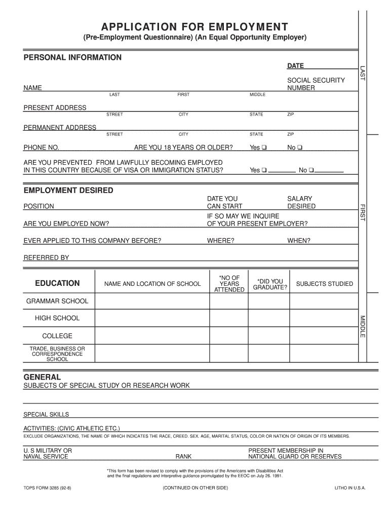 Application For Employment – Fill Online, Printable Pertaining To Job Application Template Word