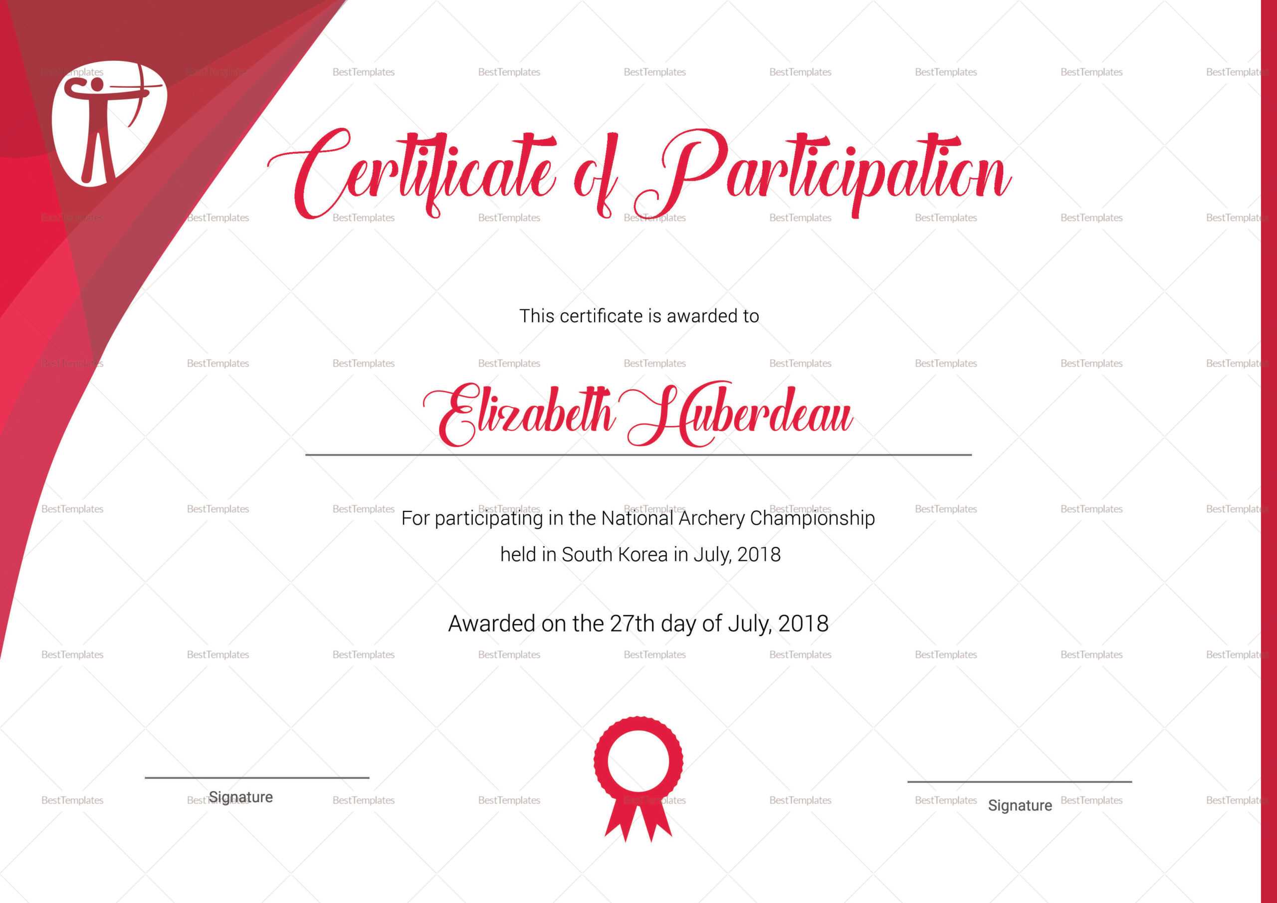 Archery Participation Certificate Template Pertaining To Templates For Certificates Of Participation