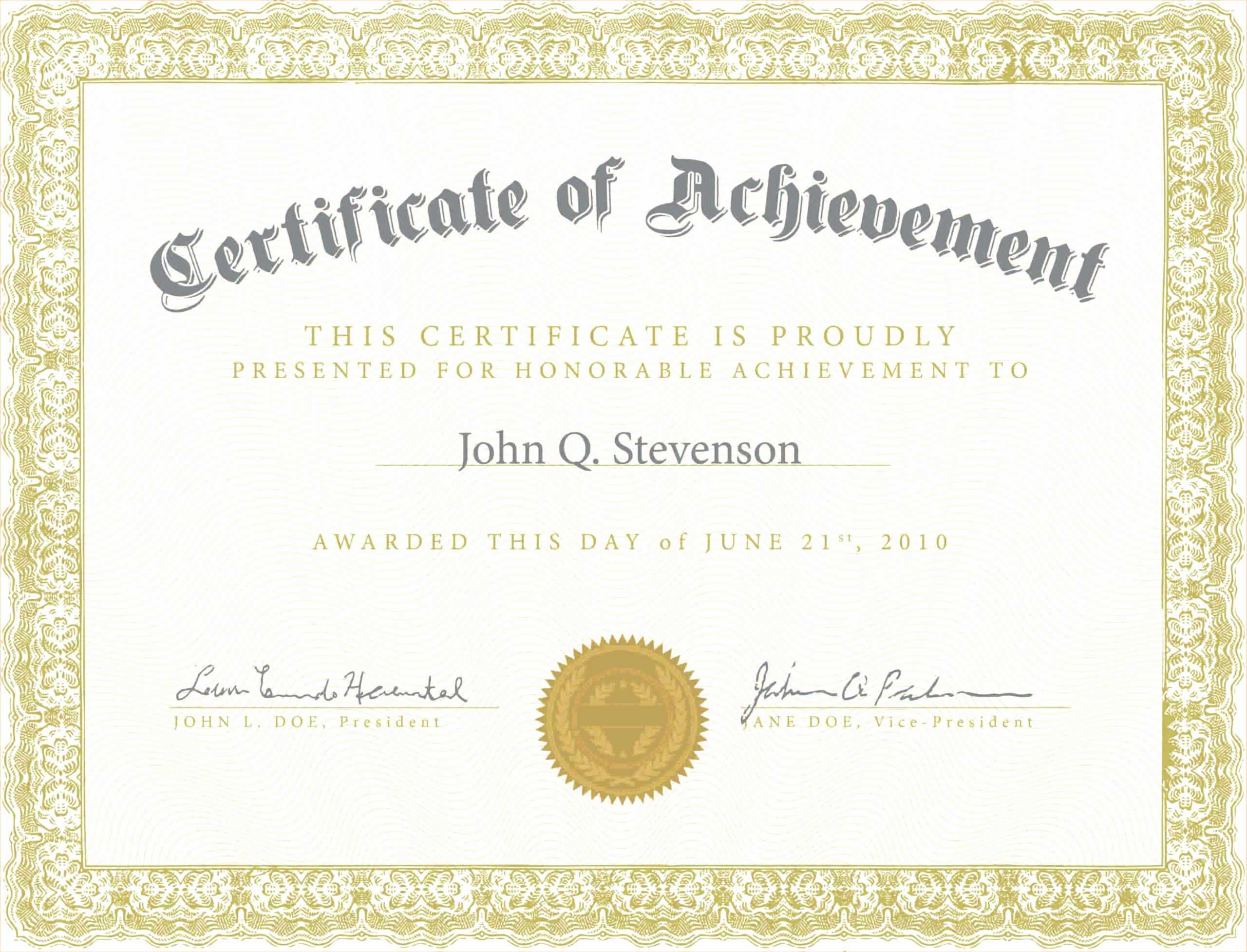 Army Certificate Of Achievement Template Throughout Army Certificate Of Appreciation Template