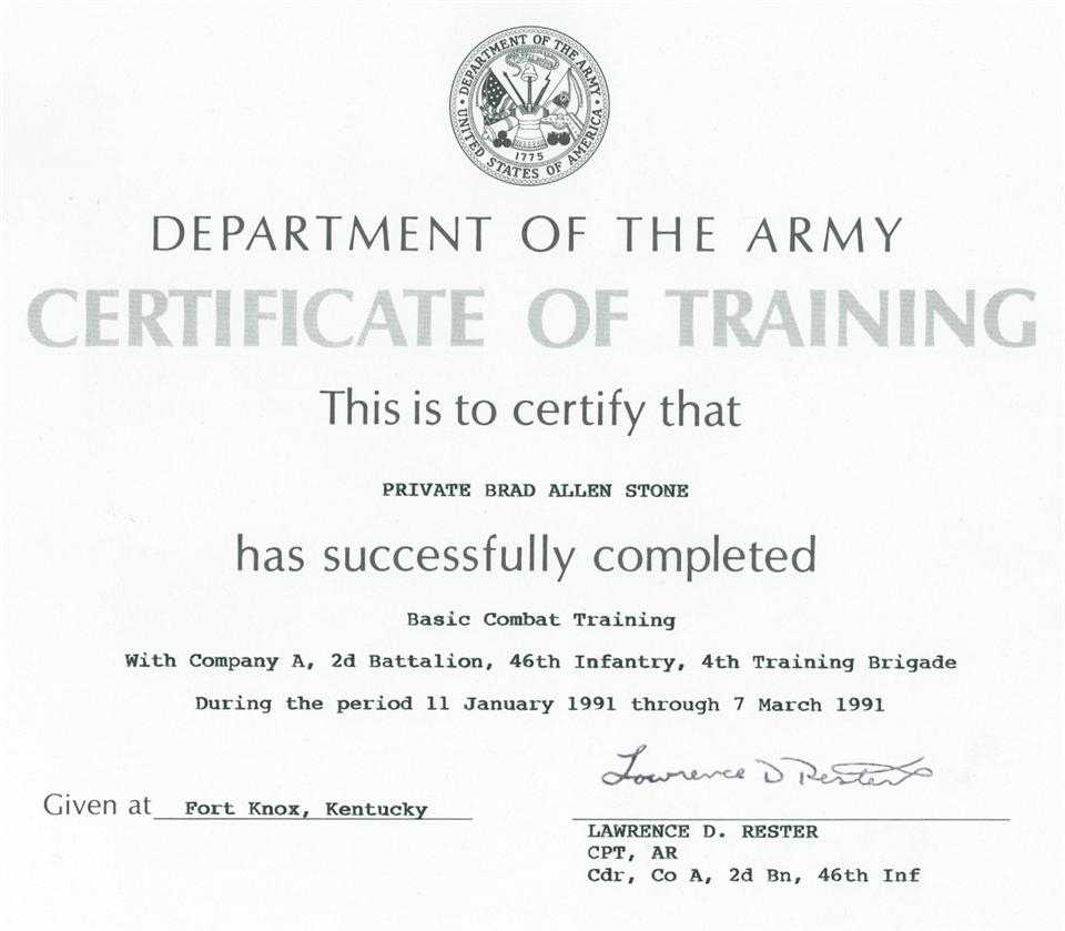 Army Certificate Of Training Template | Doyadoyasamos For Army Certificate Of Completion Template
