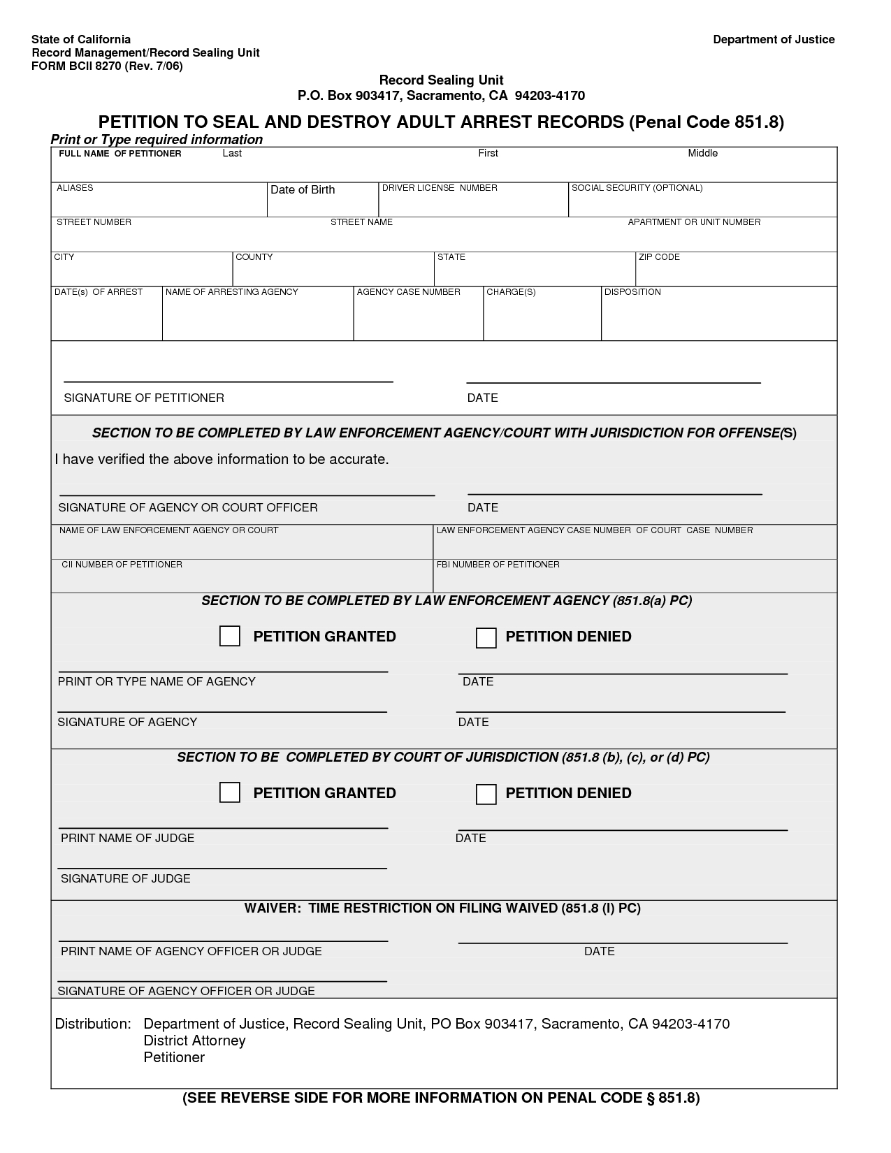 Arrest Record Template | Ca – Criminal – Petition To Seal With Crime Scene Report Template